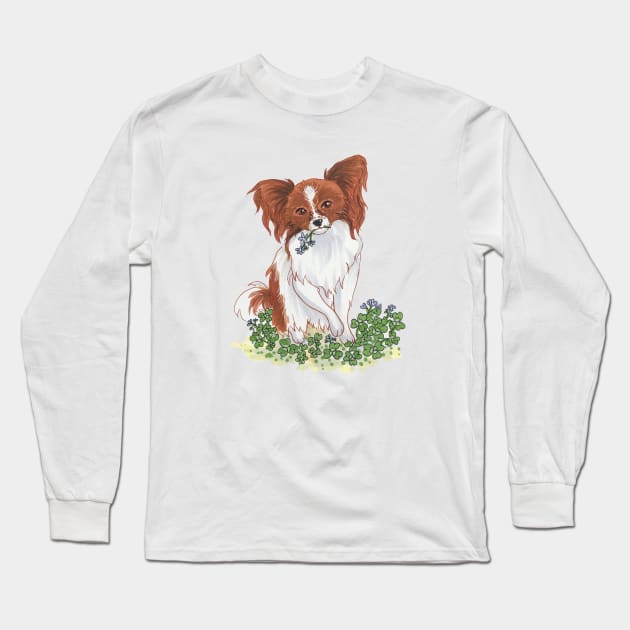 Papillon and Clover Long Sleeve T-Shirt by MayLinnArt
